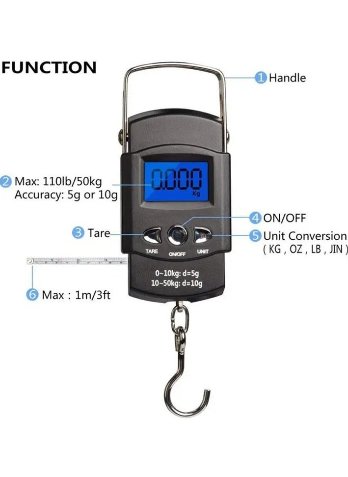 Generic - LCD Digital Hanging Luggage Weighing Scale Black - Image 1