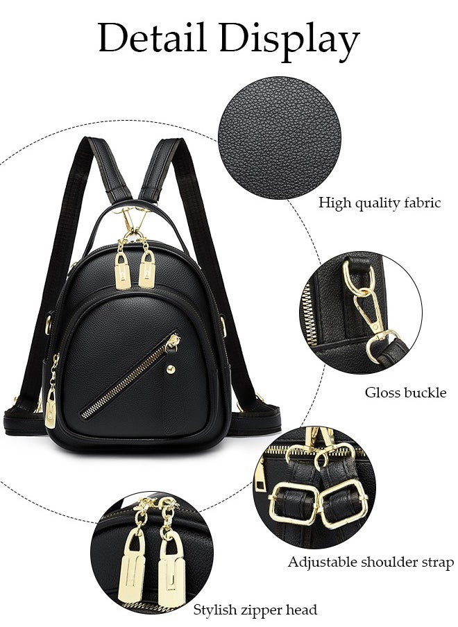 DUNISO Women's Backpack Fashionable Travel Backpack For Women Faux Leather School Backpack Shoulder Bag For College Girls Students Black  - Image 3