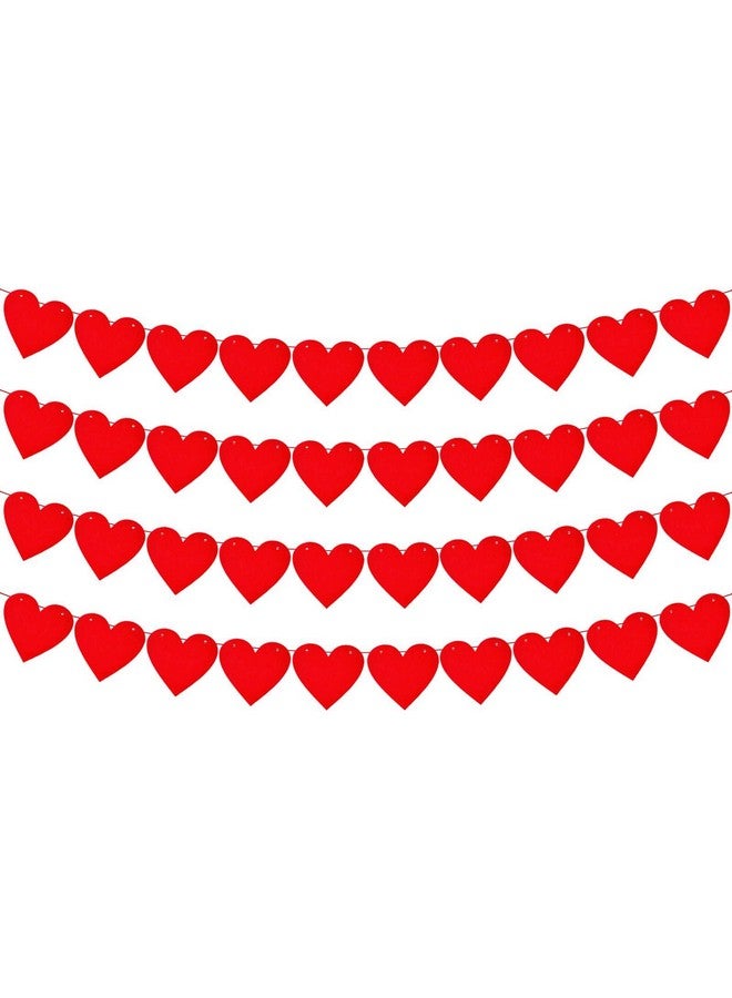 Lovoir Red Felt Heart Banner, 4 Strings Red Felt Heart Banners Sign for Celebrate Party Wedding Ceremonies Holiday Party Decorations - Image 1