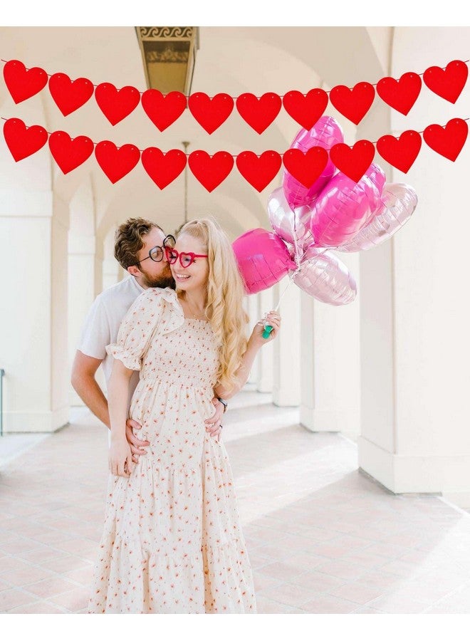 Lovoir Red Felt Heart Banner, 4 Strings Red Felt Heart Banners Sign for Celebrate Party Wedding Ceremonies Holiday Party Decorations - Image 5