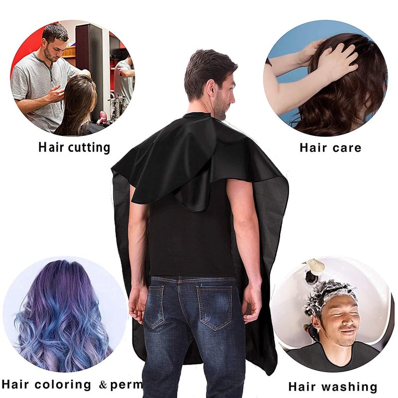 CRIYALE Barber Hair Cutting Apron Hairdressing Professional Salon Accessories Waterproof Cape for Men and Women Parlour Apron for Ladies Haircut Black Plain Apron for Home Use - Image 5