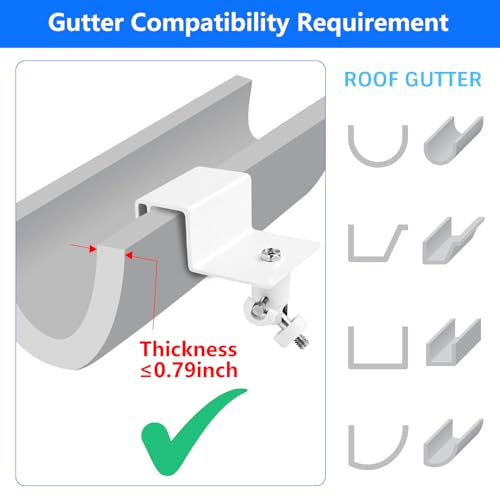 wochel 2Pack Gutter Mount Compatible with eufy Security SoloCam S220/C210, eufyCam 2C/2C Pro, 3/S330, 2/2 Pro, 3C/S300, 360°Adjustable Weatherproof Mounting Bracket for Eufy Security Camera - White - Image 3