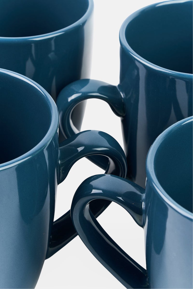 Maser Inoda 4 Pieces Ceramic Coffee Mug Set 420 ml, Blue  - Image 3