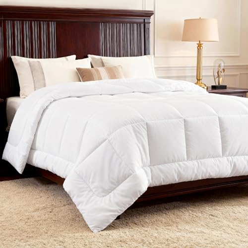 Bedsure Comforters Queen Size Duvet Insert All Season Bed Comforter Quilted Down Alternative Duvet Box Stitched Comforter with Corner Tabs Machine Washable 88 x 88 Inches White