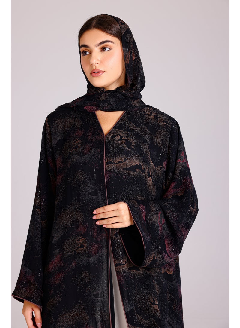اكسا عباية نقوش ظلال انيقة بني - Image 2