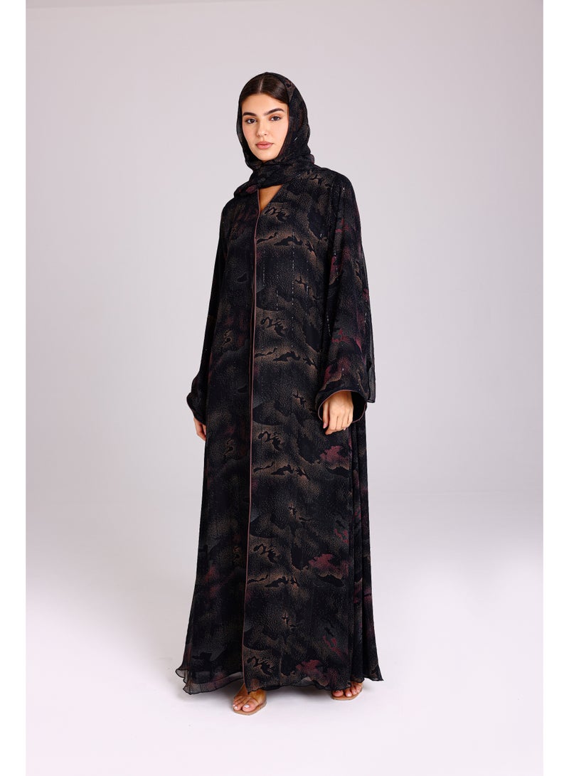 اكسا عباية نقوش ظلال انيقة بني - Image 1