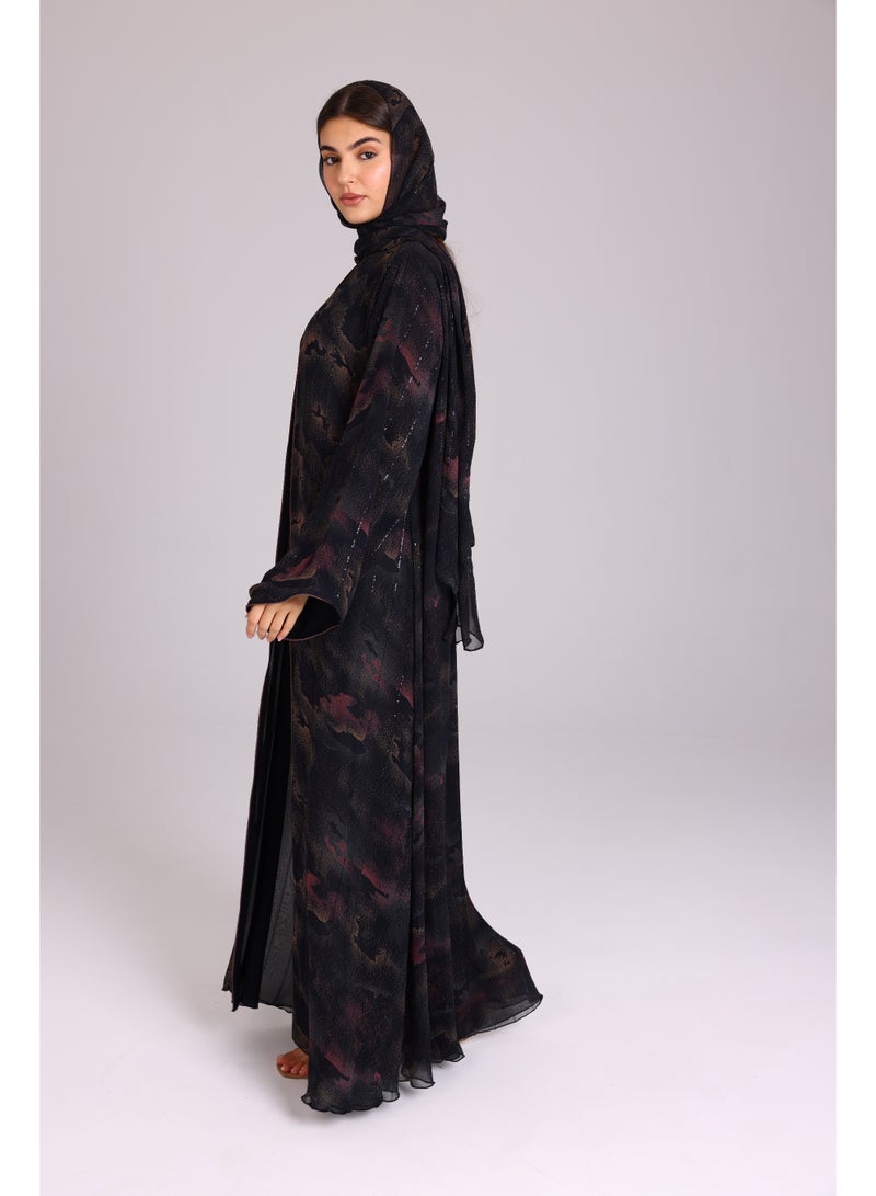 اكسا عباية نقوش ظلال انيقة بني - Image 3