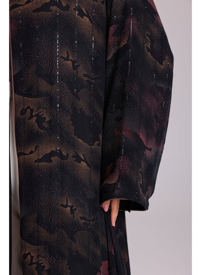 اكسا عباية نقوش ظلال انيقة بني - Image 5