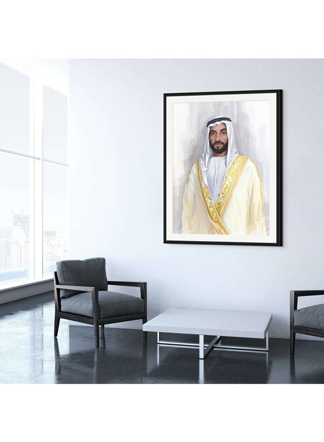 آرت دیکور  ديكور فني مؤطر، فن جميل لصورة الشيخ زايد بن سلطان آل نهيان، الإمارات العربية المتحدة، لوحة فنية جدارية مع طباعة لوحة غير لامعة لديكور المنزل وغرفة المعيشة والمكتب والهدايا - Image 2
