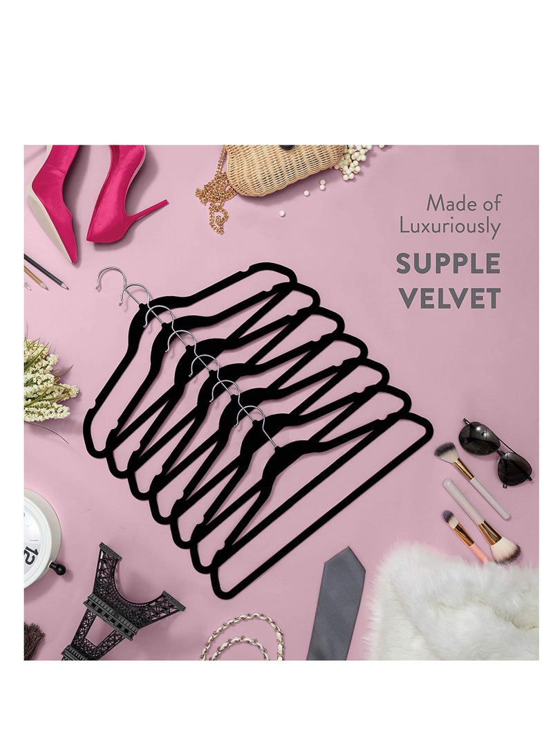 Perfect Dreams Velvet Hangers, Pack of 50, Black | Ultra Thin Space Saving Hangers - Heavy Duty - Non Slip Velvet Coat Hanger - 360° Swivel Hook - Clothes Hangers For Suits, Jackets, Trousers - Image 2