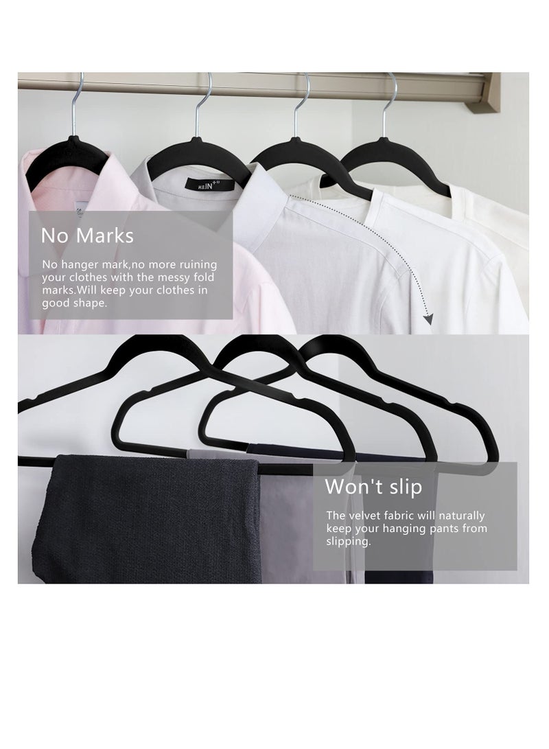 Perfect Dreams Velvet Hangers, Pack of 50, Black | Ultra Thin Space Saving Hangers - Heavy Duty - Non Slip Velvet Coat Hanger - 360° Swivel Hook - Clothes Hangers For Suits, Jackets, Trousers - Image 4
