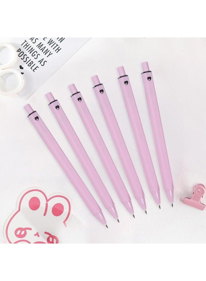 IOMDRWU Pink Gel Pens, Cute Pens, Pink Pen Black Ink, 0.5mm Fine Point Smooth Writing, Cute Pen for School, Office School Supplies, 6 Pack - Image 2