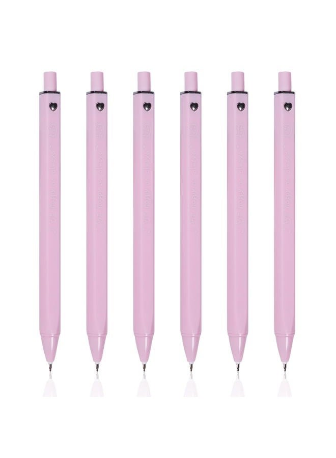 IOMDRWU Pink Gel Pens, Cute Pens, Pink Pen Black Ink, 0.5mm Fine Point Smooth Writing, Cute Pen for School, Office School Supplies, 6 Pack - Image 1
