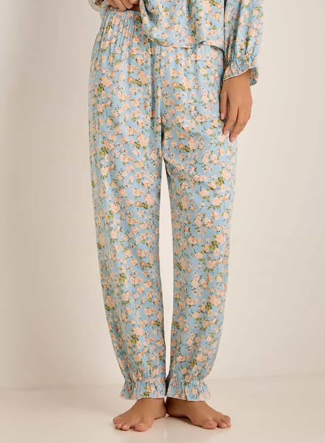 Splash FAV Floral Print Long Sleeves Top and Pyjama Set