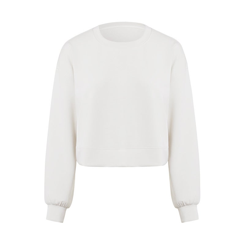 Generic New Air-Knit Yoga Crewneck Long Sleeve Leisure Sweatshirt Pearlescent white (albumin)