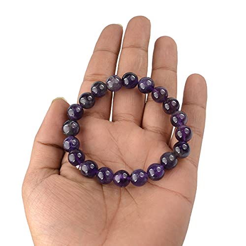 Reiki Crystal Products Natural Amethyst Bracelet | Certificate of Authenticity | Amethyst Round Beads 10 mm Crystal Stone Bracelet for Men and Women - Image 4