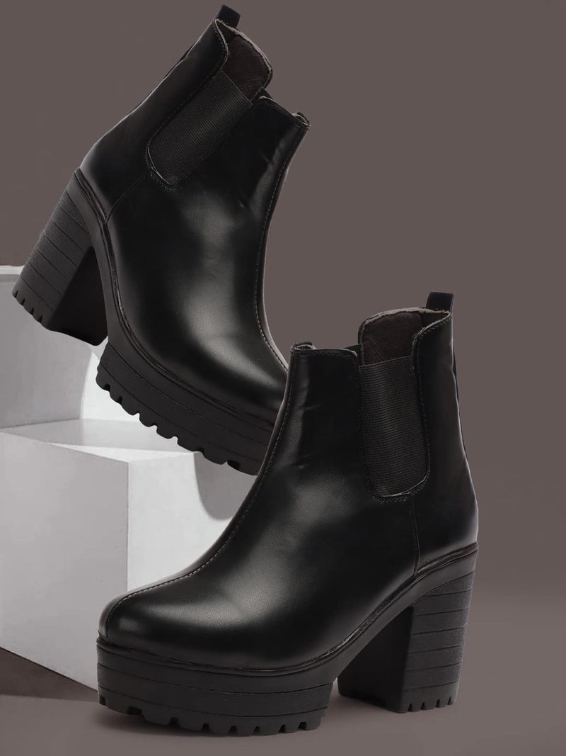 STRASSE PARIS Women's Trendy Casual Boot High Ankle Heel for Girls - Image 2