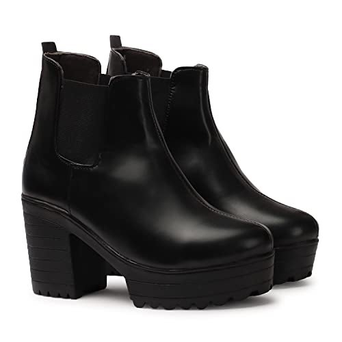 STRASSE PARIS Women's Trendy Casual Boot High Ankle Heel for Girls - Image 1