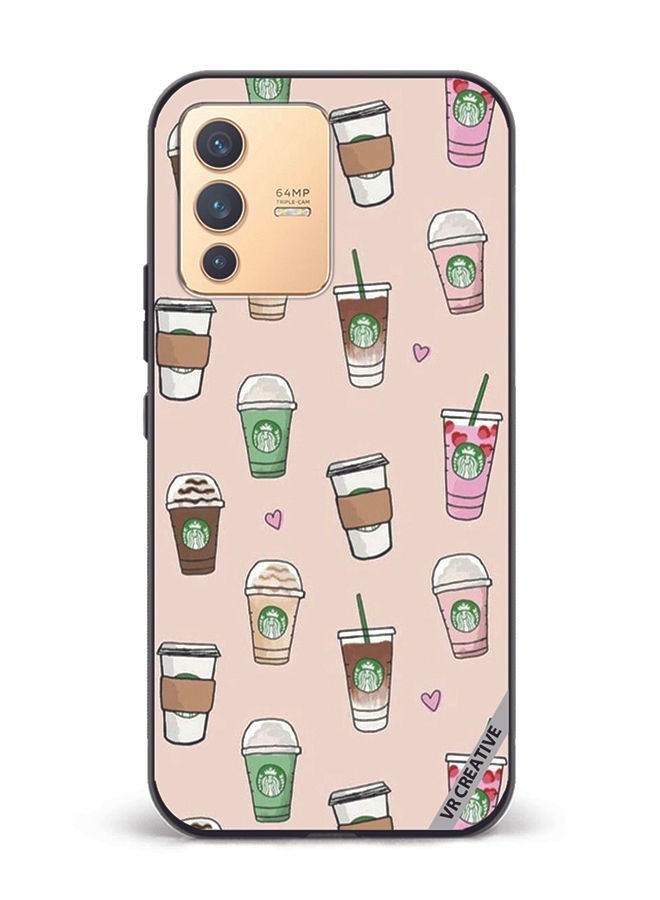 VR CREATIVE Protective Case Cover For Vivo V23 5G Starbucks 2 Design Multicolour - Image 1