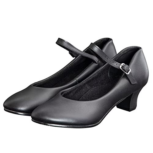 ARCLIBER Black Character Shoes for Women Ankle Strap 1.55" Dance Heels for Ballroom Salsa Tango-7.5 - Image 5