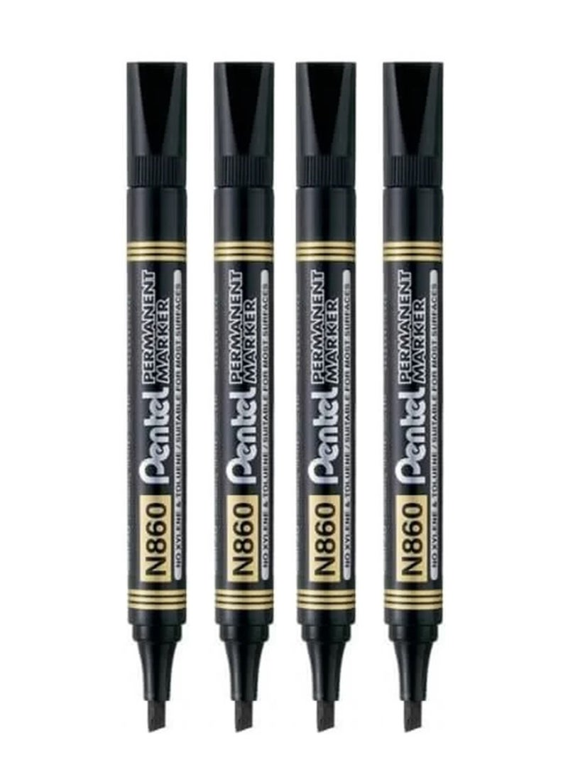 Pentel قلم تحديد دائم بطرف مشطوف وحبر أسود مكون من 4 قطع - Image 1