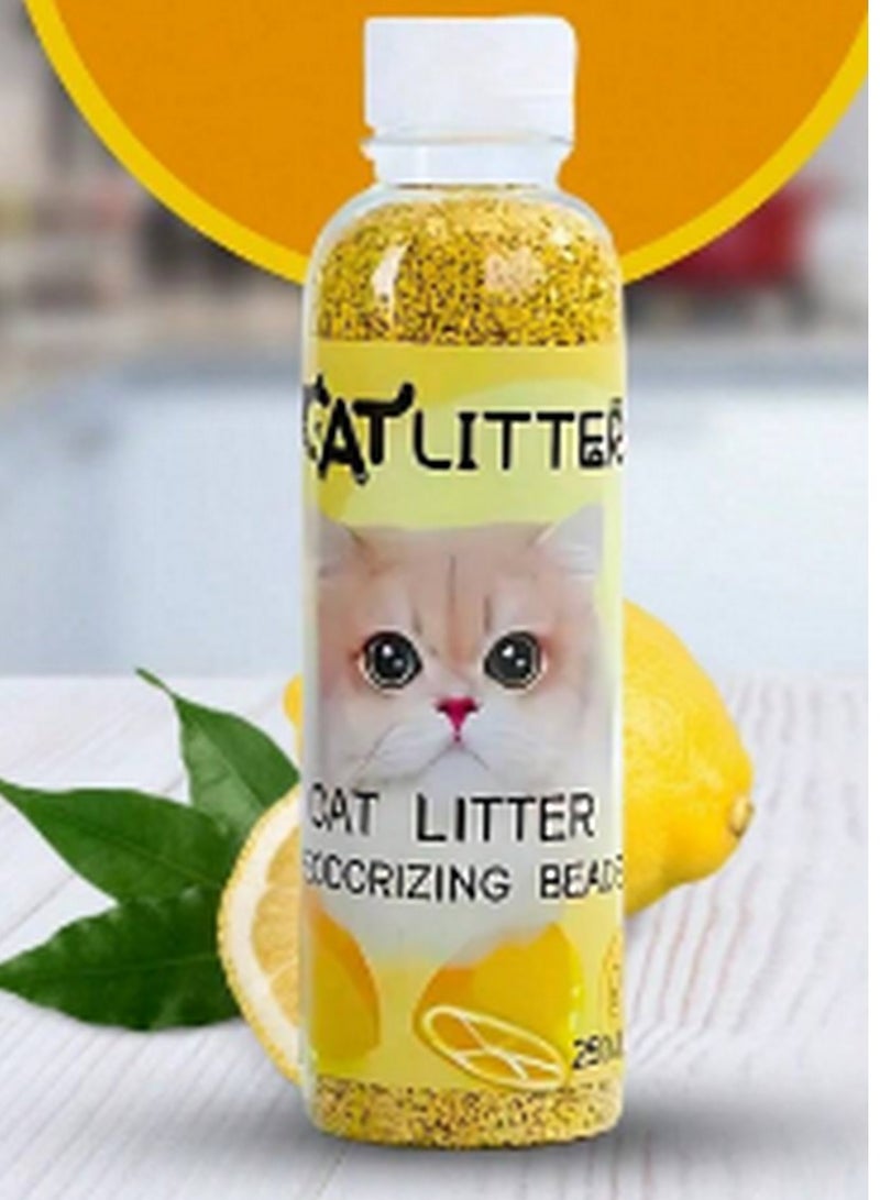 Cat Litter Deodorizing Beads - Lemon Scented Formula with Powerful Odor Neutralization (250ml)