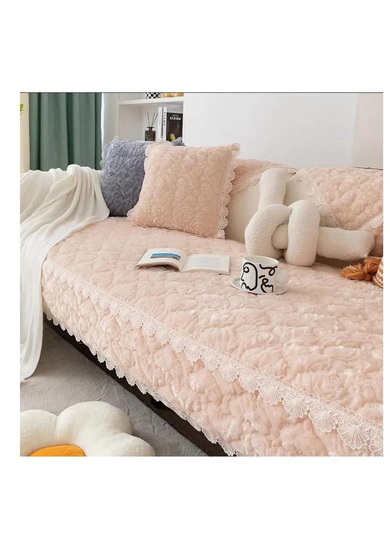 بيج الدافئة SofaTopper سميكة أفخم أريكة منشفة عدم الانزلاق أريكة قطيفة غطاء الاقسام L-شكل غطاء أريكة 210*90 سنتيمتر - Image 1