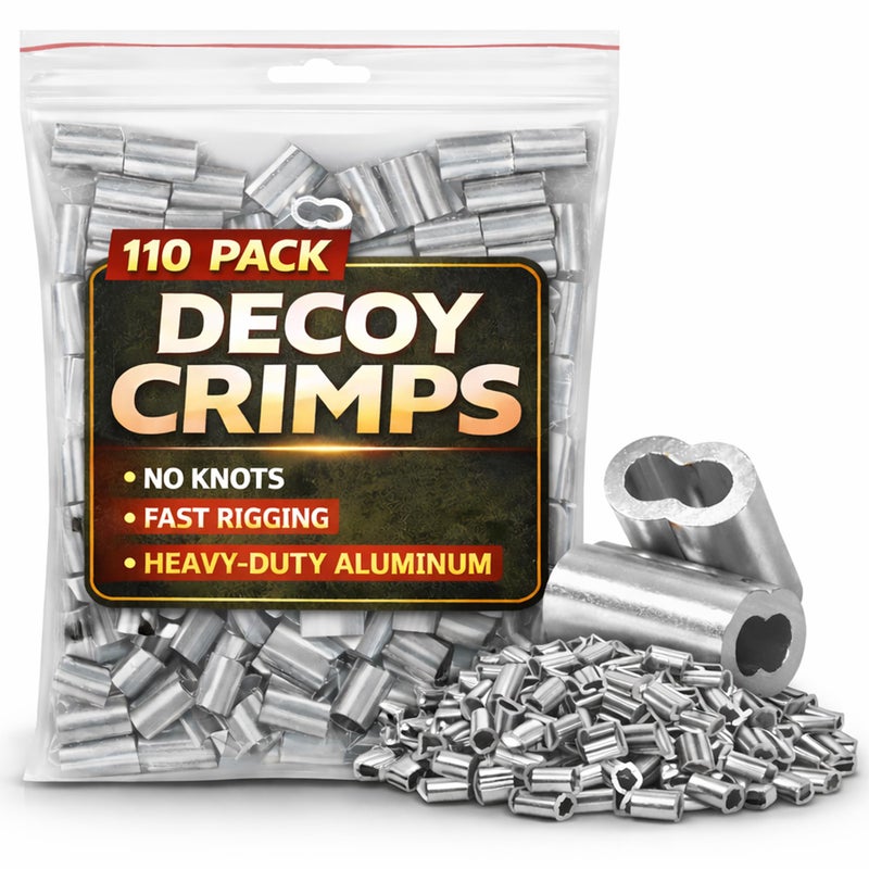DecoyPro Duck Decoy Crimps, Texas Rig Decoy Line Crimps, PVC Decoy Cord Crimps, Duck Decoy Weights Crimps, Duck Decoy Strings, Texas Rigs for Duck Decoy Anchors, Decoy Rigging Crimps - Image 1