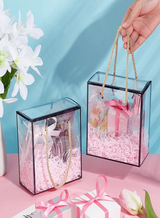 BENECREAT 10 Set Transparent Favor Boxes, 5.5x5.5x3 Inch Treat Gift Boxes with Black Border Lace and Handle for Candy Chocolate, Party Favors, Christmas Gift Packaging - Image 3