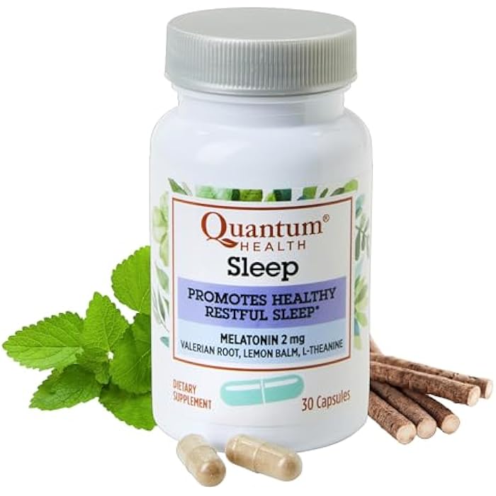 Quantum Health Sleep Melatonin 2mg Healthy Restful Sleep Support Blend with Relaxing Valerian Root, Lemon Balm & L Theanine Daily Mind & Body Well Being for Women & Men - 30 Capsules - Image 1