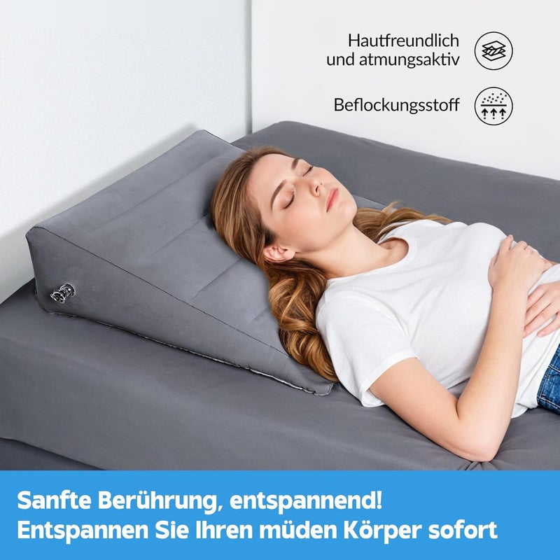 Fenteer Inflatable Wedge Pillow for Travel, Inflatable Wedge Pillow, Leg Support Pillow for Sleeping, Travel, Car, Office, Home - Image 3