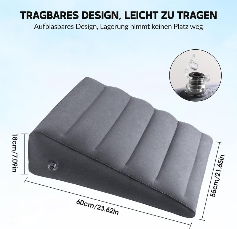Fenteer Inflatable Wedge Pillow for Travel, Inflatable Wedge Pillow, Leg Support Pillow for Sleeping, Travel, Car, Office, Home - Image 4