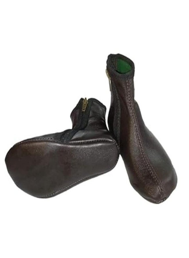 آذاد جوارب آزاد من الجلد الطبيعي للأطفال مبطنة بالفرو من الداخل، جميع المقاسات للرضع والأولاد والبنات (بني، 12-18 شهرًا) - Image 2