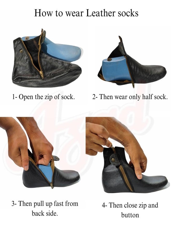 آذاد جوارب آزاد من الجلد الطبيعي للأطفال مبطنة بالفرو من الداخل، جميع المقاسات للرضع والأولاد والبنات (بني، 12-18 شهرًا) - Image 5