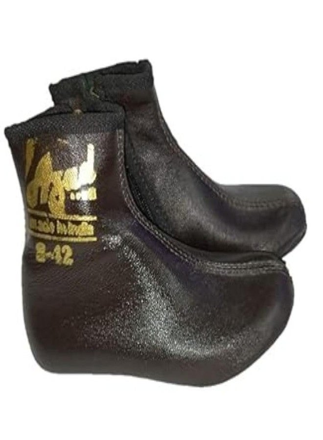 آذاد جوارب آزاد من الجلد الطبيعي للأطفال مبطنة بالفرو من الداخل، جميع المقاسات للرضع والأولاد والبنات (بني، 12-18 شهرًا) - Image 1