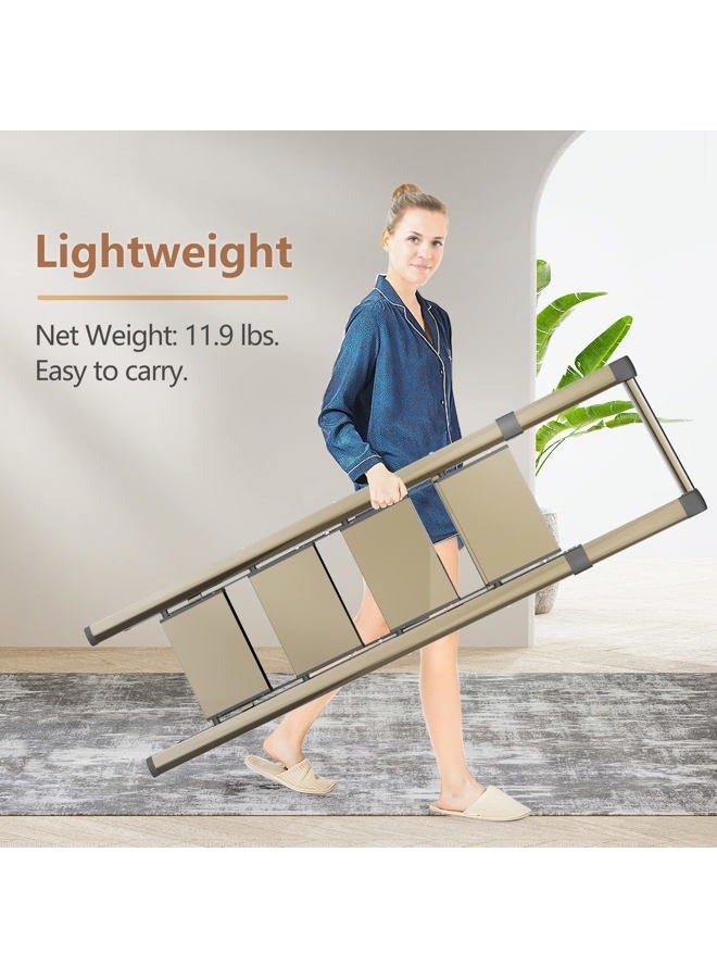 GameGem 4 Step Ladder, Folding Step Stool with Anti-Slip and Wide Pedal, Gold Ladder with Handgrip, Lightweight Aluminum Space Saving Stepladder for Home and Kitchen, 330 lbs Capacity - Image 3