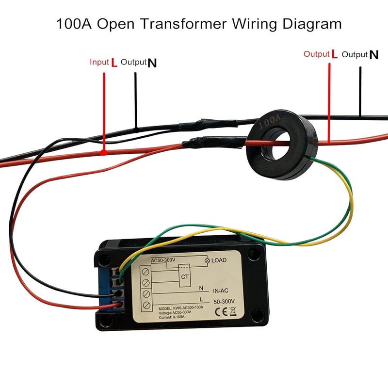 Color LCD Display AC Multimeter with Open Transformer, APM Processor, Reinforced Nylon Housing - 50-300 V Voltage Current Power Energy Meter and 0-100 A 30 KW 19999 Kwh - Image 5