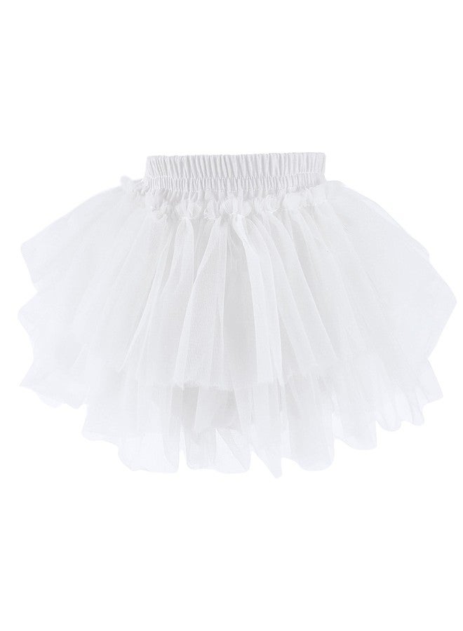 Baby Amabc Baby Girls Soft Fluffy Tutu Skirt with Diaper Cover, Tulle Dress Skirt 3 Layers Soft for Newborn,Toddler White - Image 1