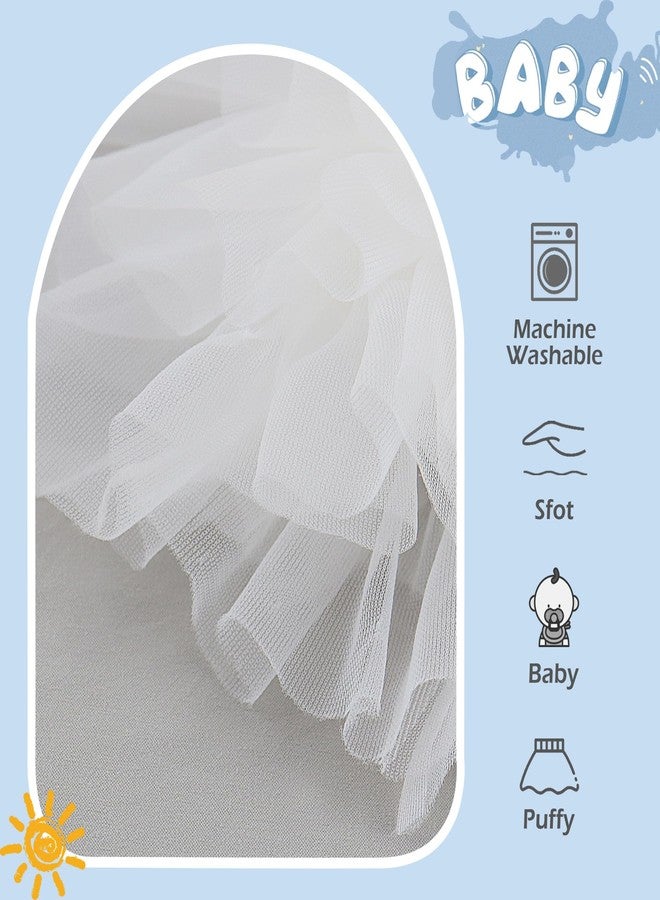 Baby Amabc Baby Girls Soft Fluffy Tutu Skirt with Diaper Cover, Tulle Dress Skirt 3 Layers Soft for Newborn,Toddler White - Image 4