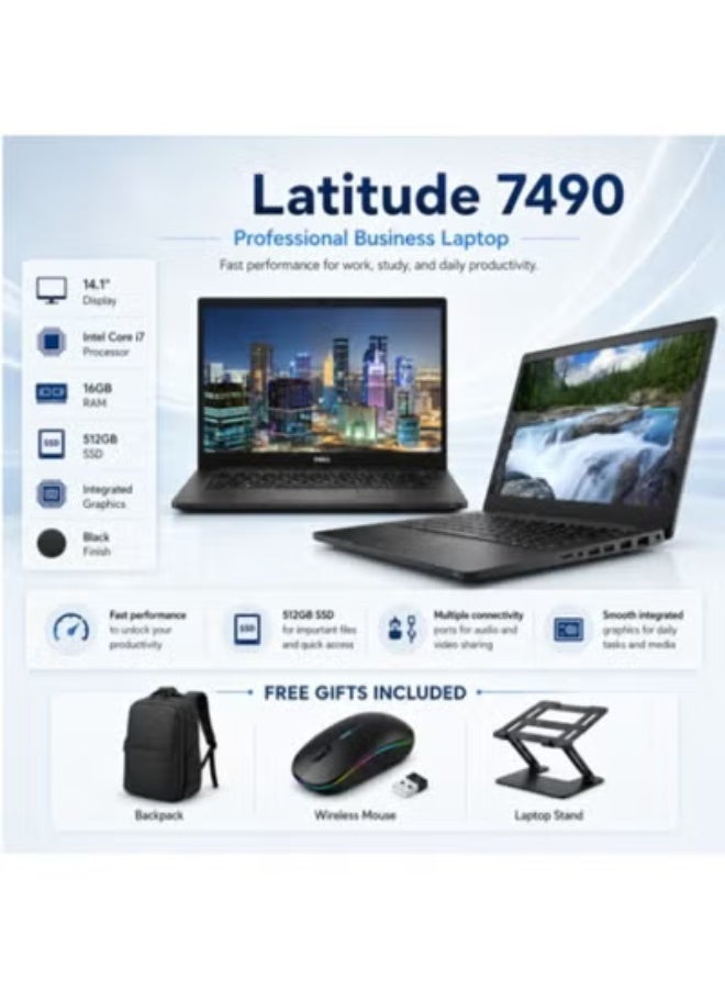 لابتوب 14.1 بوصة FHD بمعالج Core i7، ذاكرة 16 جيجابايت، SSD سعة 512 جيجابايت، مع ماوس لاسلكي وحامل لابتوب وحقيبة للعمل والإنتاجية - Image 3