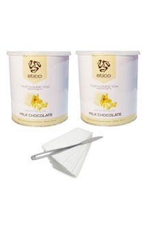 Hair Removal Hydrosoluble Antitan Creme Wax (800 Gm) Made With Argan Oil Pack Of 2+ 60 Waxing Strips + 1 Stainless Steel Butter Knife (White Chocolate Pack Of 2 + 60 Strips + 1 Knife)