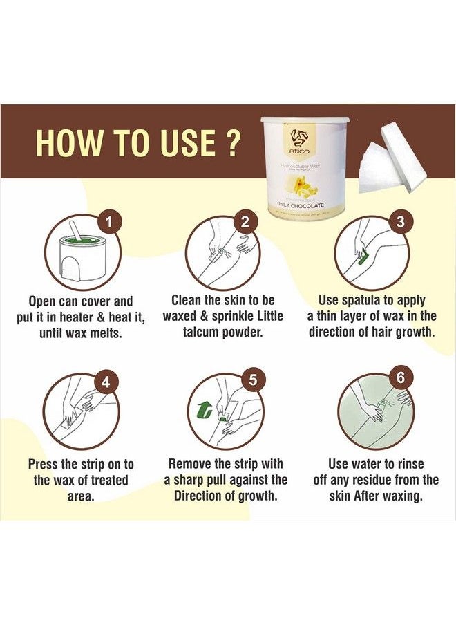 atiCO - Hair Removal Hydrosoluble Antitan Creme Wax (800 Gm) Made With Argan Oil Pack Of 2+ 60 Waxing Strips + 1 Stainless Steel Butter Knife (White Chocolate Pack Of 2 + 60 Strips + 1 Knife) - Image 1