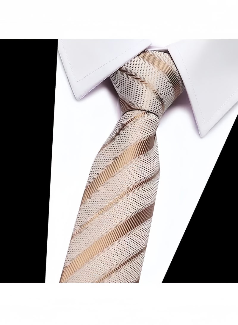 Men's Formal Necktie, Classic Striped Design for Weddings & Formal Events, Elegant Textured Fabric Ties for Shirt and Suit-Modern Style 