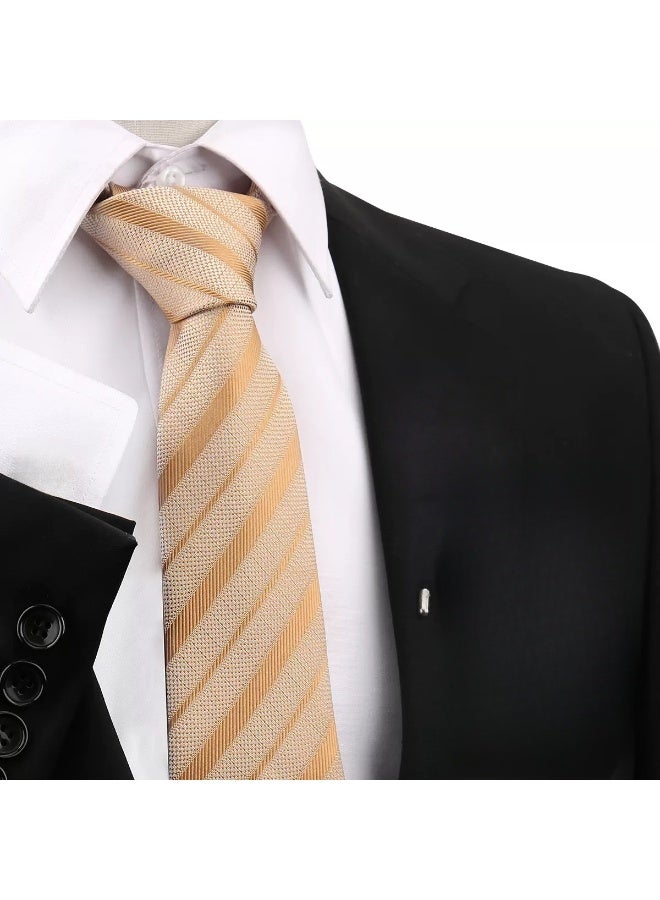 Hiras Men's Formal Necktie, Classic Striped Design for Weddings & Formal Events, Elegant Textured Fabric Ties for Shirt and Suit-Modern Style - Image 2