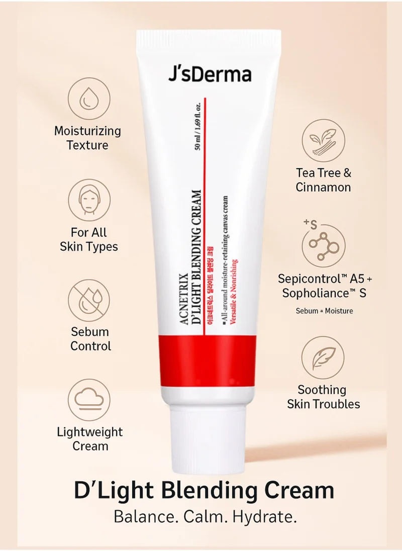 J'sDerma Moisturizing Cream for Sebum Control and Skin Soothing even for sensitive skin Acnetrix DeLight Blending Cream 50ml