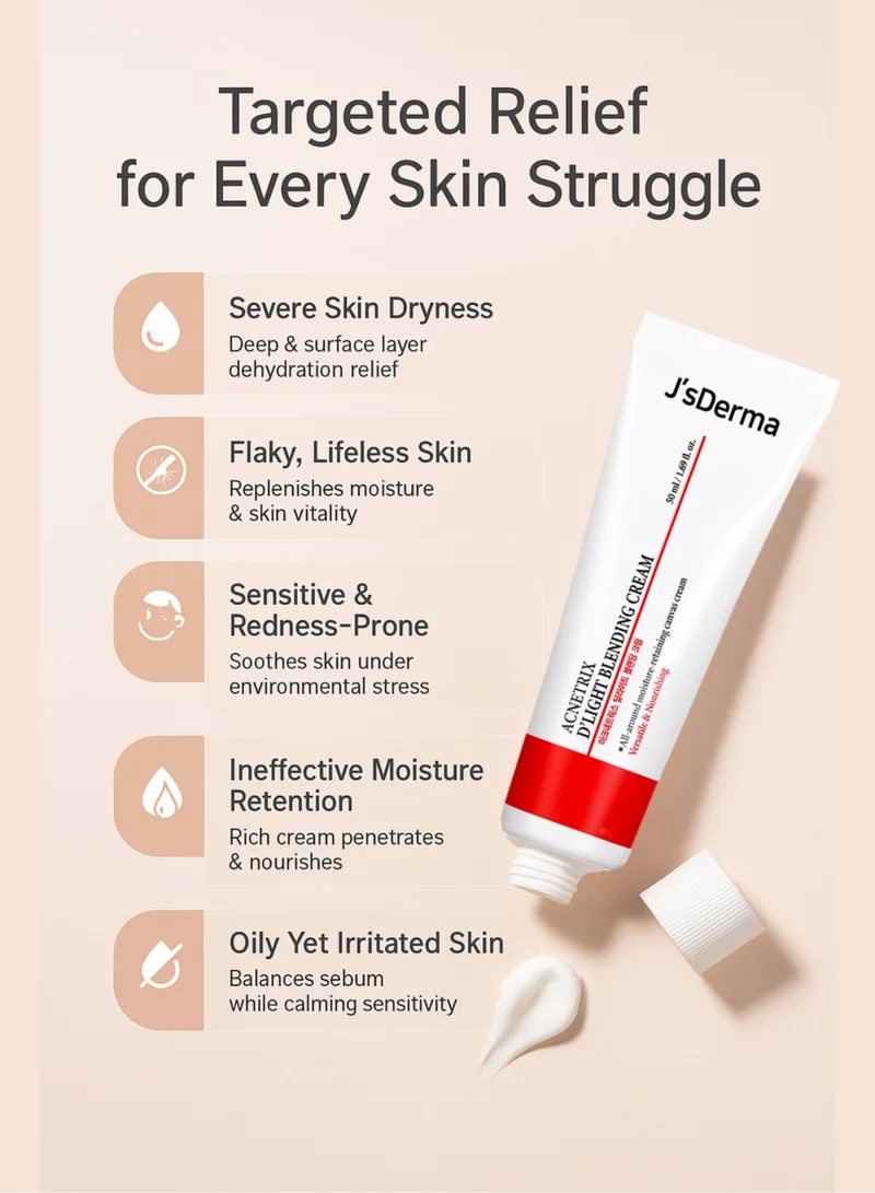 J'sDerma Moisturizing Cream for Sebum Control and Skin Soothing even for sensitive skin Acnetrix DeLight Blending Cream 50ml