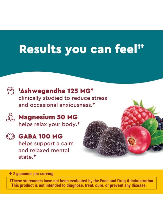 ناتشر ميد مزيج Nature Made Wellblends Calm Mind & Body، سيترات المغنيسيوم، أشواغاندا 125 مجم وGABA 100 مجم لتخفيف التوتر، 38 فيتامينًا صمغيًا  - Image 3
