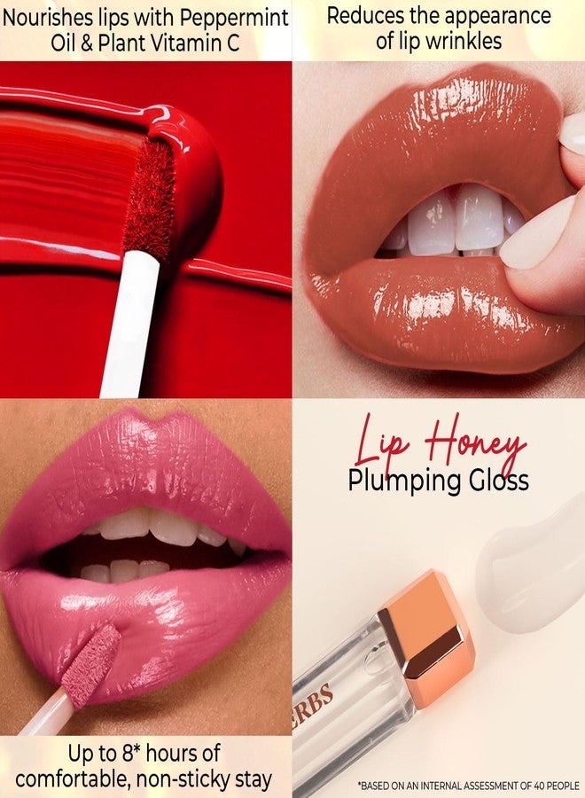 Just Herbs Lip Honey Plumping Gloss with Plant Vitamin C & Peppermint Oil (Honey Glaze, 4 ml) - Image 3