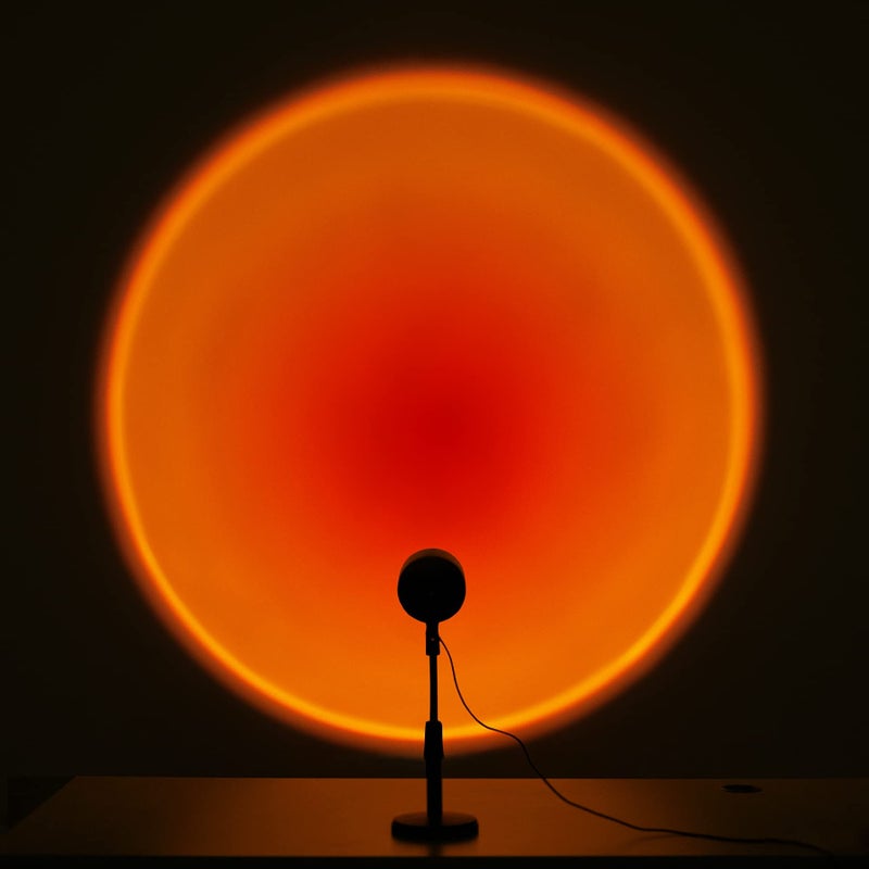 MAISINDE Sunset Lamp Extendable LED Desktop Indoor Projection Lighting Romantic Ambience Light 90 Degree Rotation Wall Background Night Light for Home Party Living Room Bedroom Décor - Sunset red - Image 1