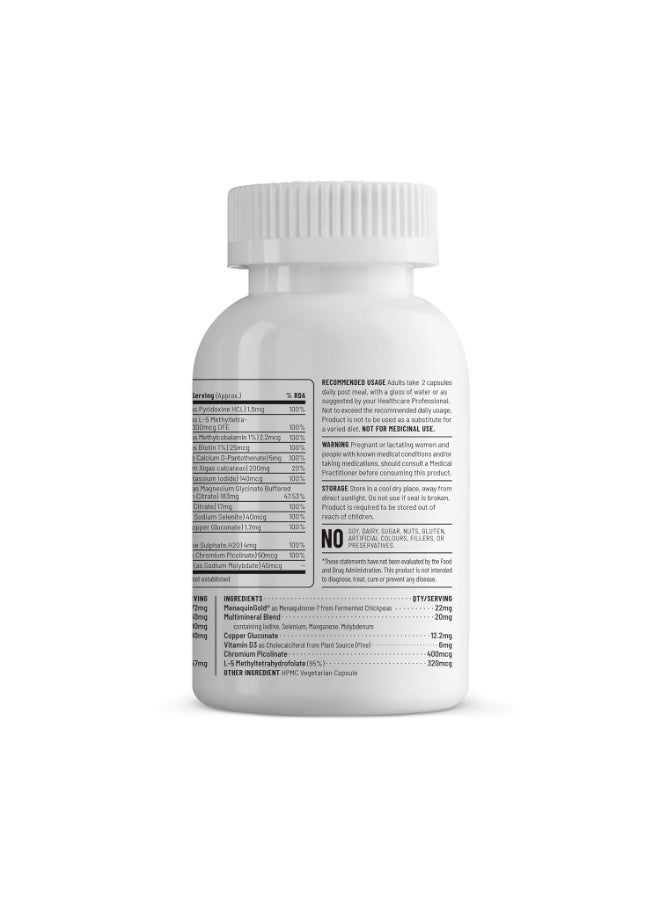 Unived Men's Multivitamin & Minerals - 22 Vitamins & Minerals, IRON FREE Formula with Methylcobalamin B12, L-5-MTHF Folate, Vegan D3, K2-7 MenaquinGold® - 60 Vegan Capsules (30 Day Supply) - Image 5